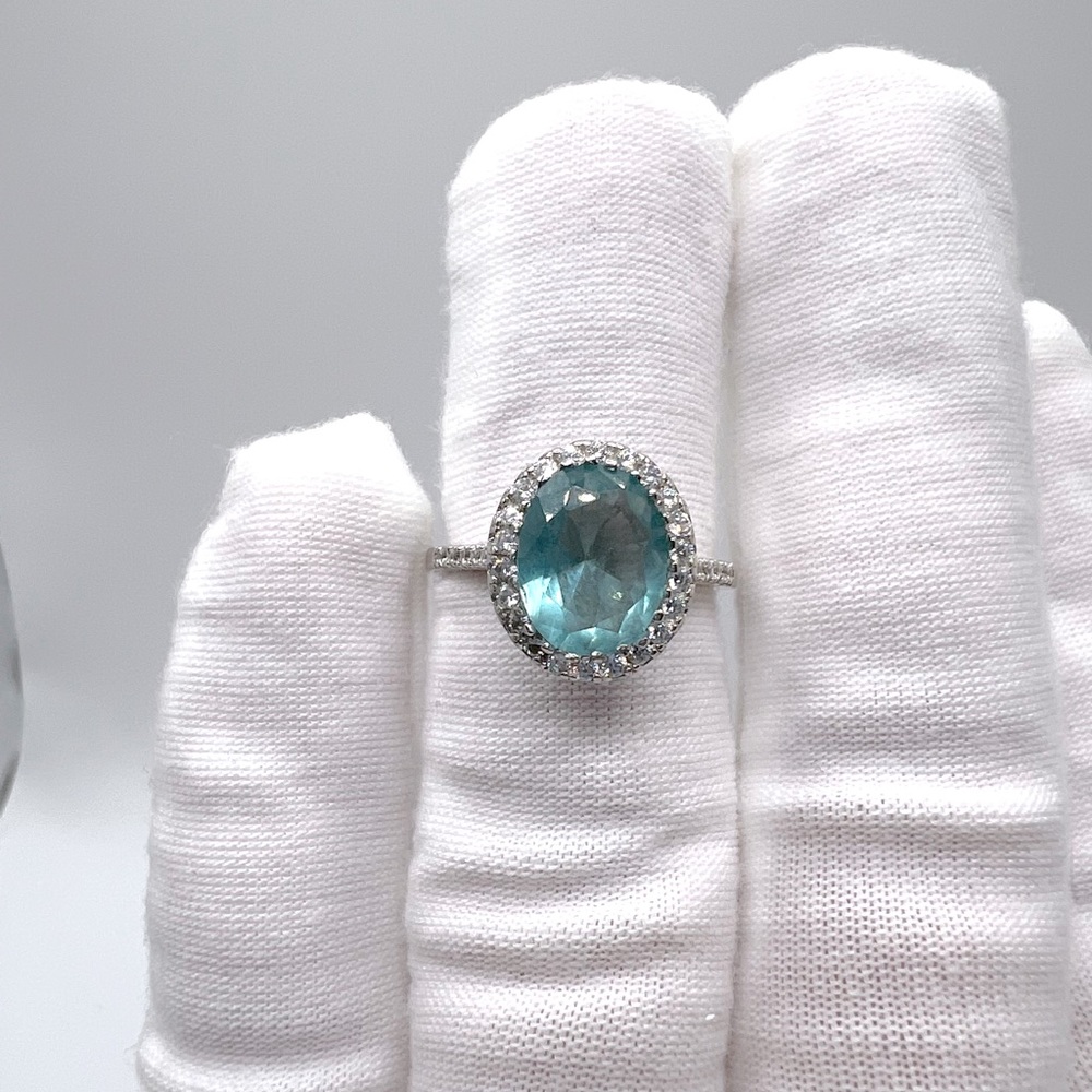 Sale $16 Firm! 925 Sterling Silver Aquamarine Cz Ring - Picture 11 of 17